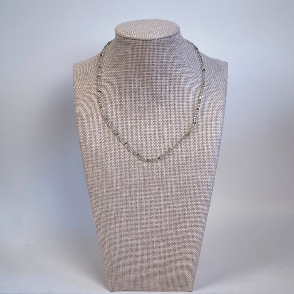 White and Green Beaded Necklace
